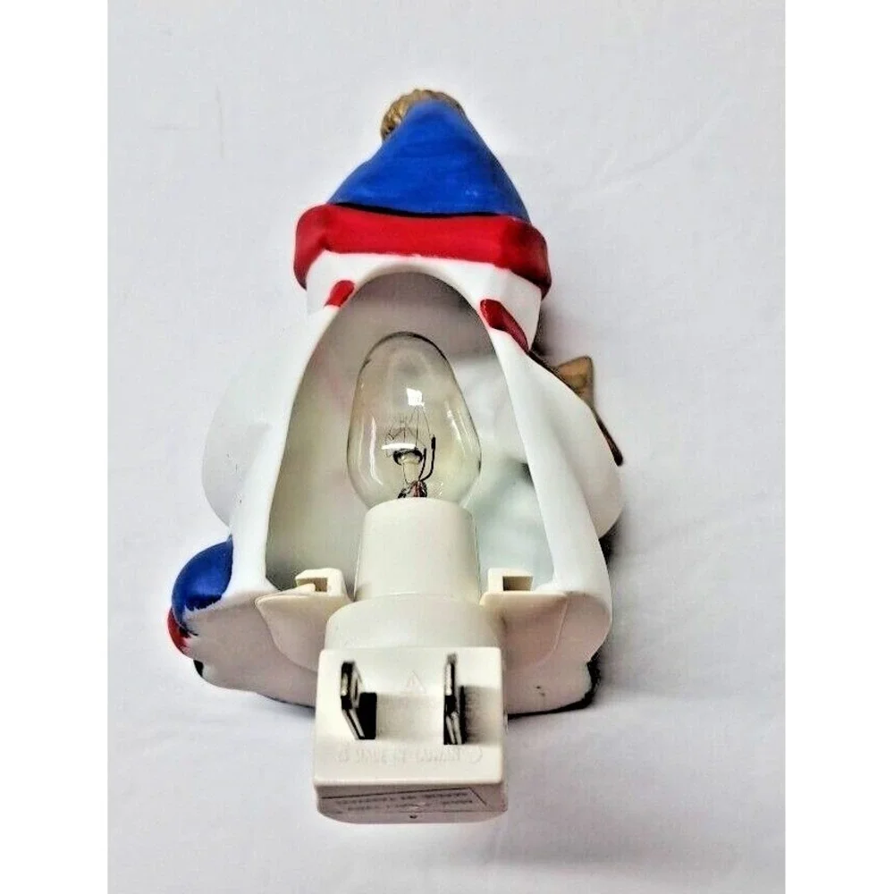 Snowman Head Tea Light Candle Holders Set of 2 w/Snowman Night Light Seasonal